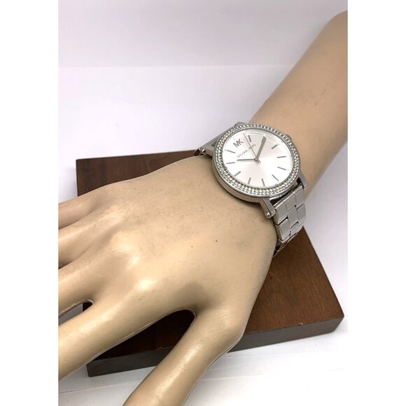 Michael Kors Women's Watch MK7347 Corey Quartz Gemmed Silver Stainless Steel - Picture 4 of 13